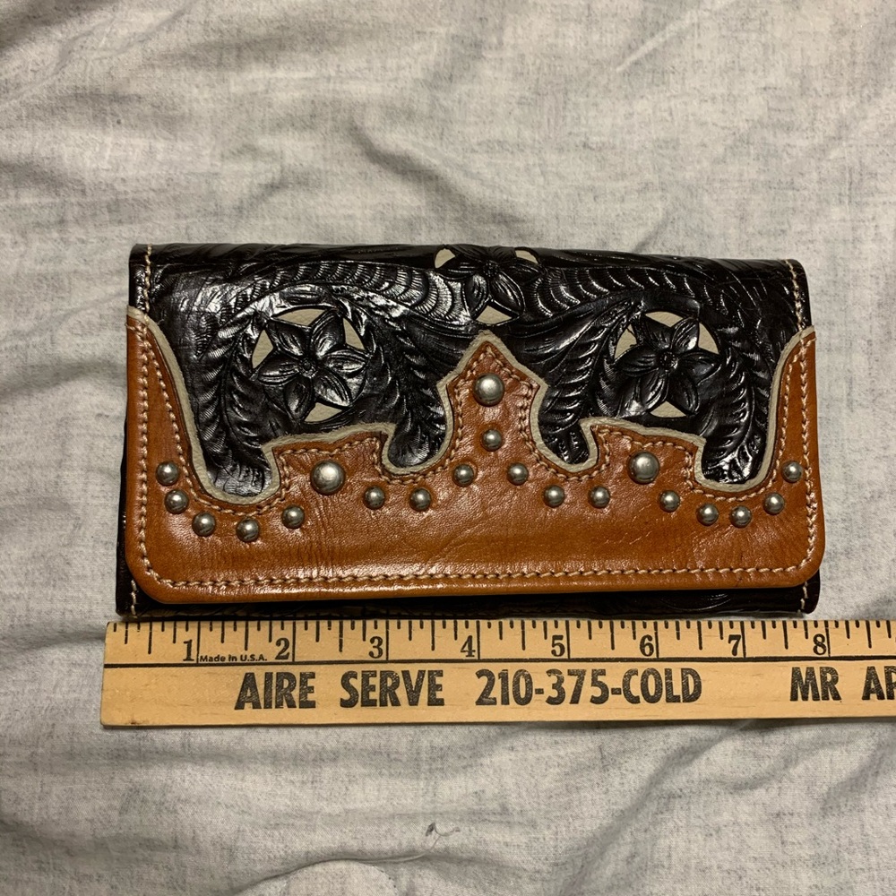 American West Leather Clutch/ Wallet Studded